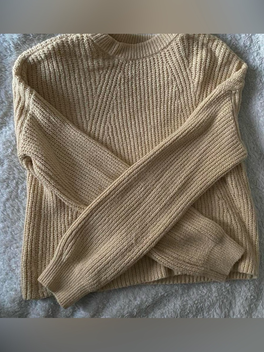 bp Cream Ribbed Crewneck Sweater